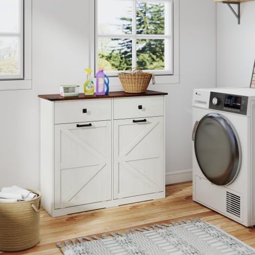 20 Gallon Tilt Out Trash Can Cabinet with Drawer E77028