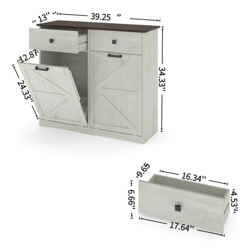 20 Gallon Tilt Out Trash Can Cabinet with Drawer E77028