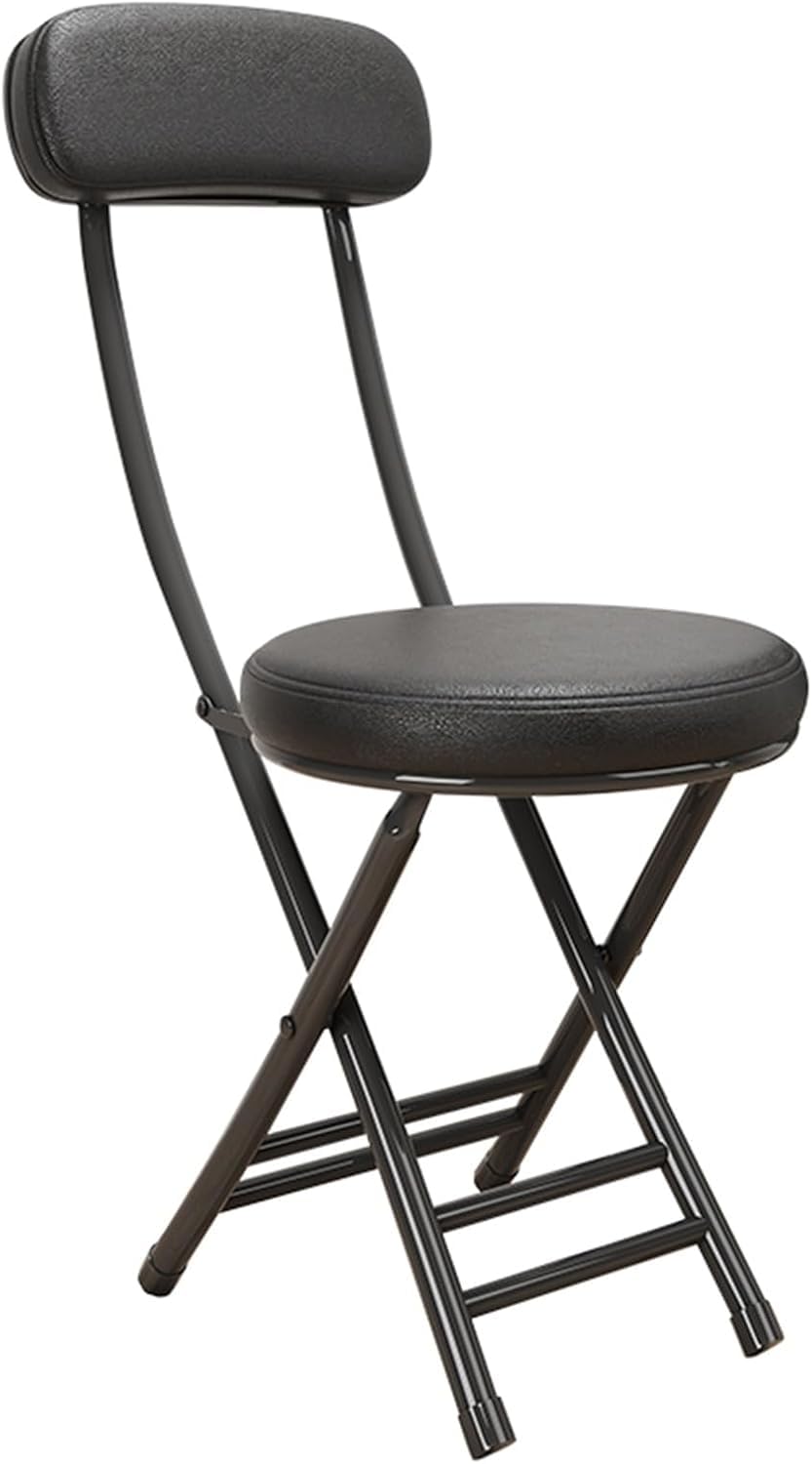 Black 18 Inch Cushioned Folding Kitchen Stool Z663577