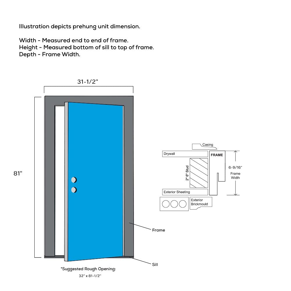 Primed Left Hand Outswing Prehung Door Full Lite Clear Glass 30"x80" Steel Y284160