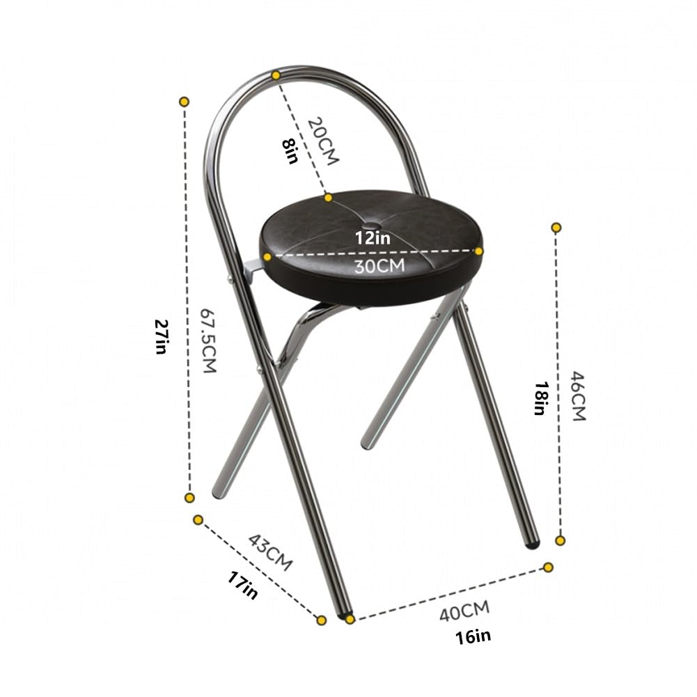 Folding Cushioned Stool with Backrest K7557