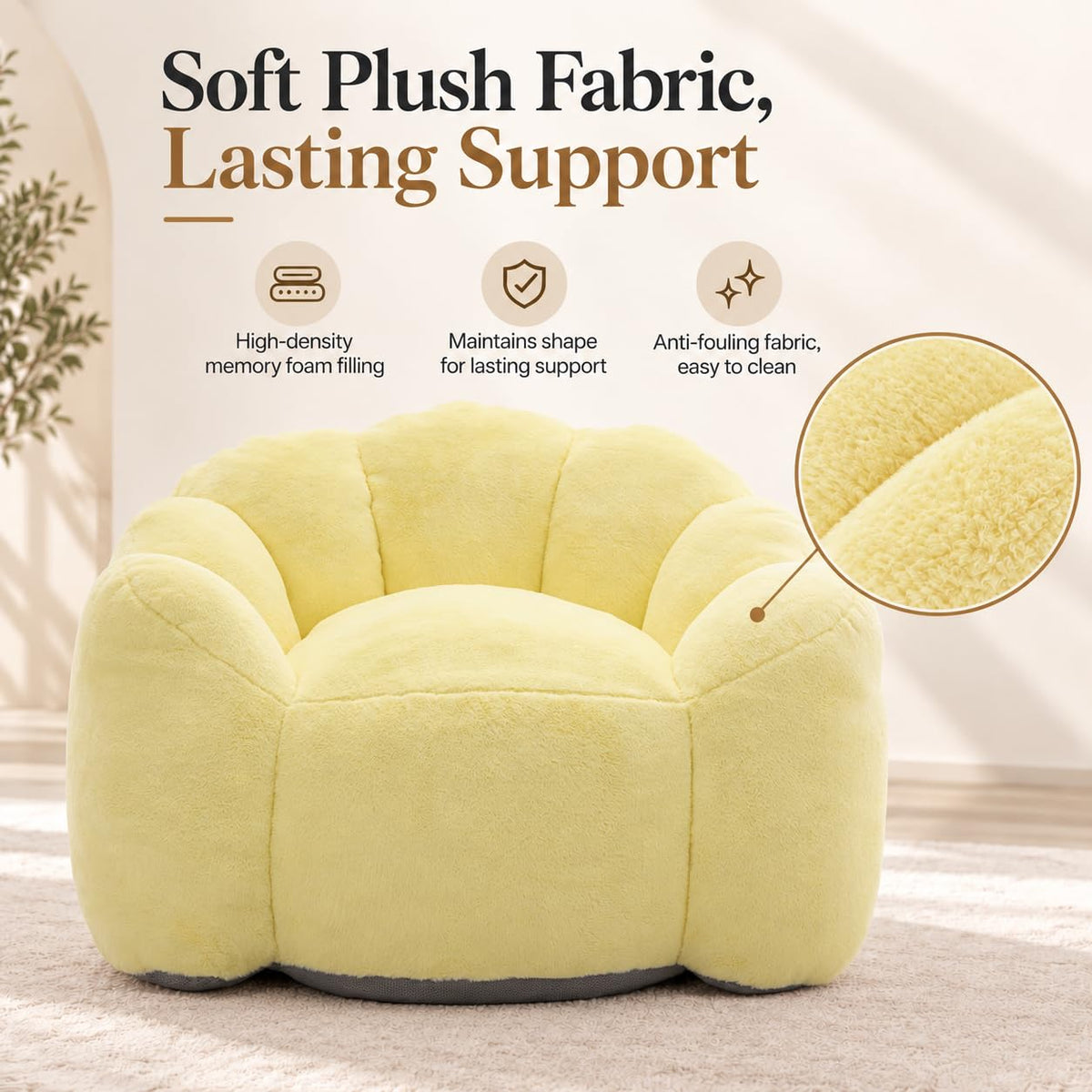 Yellow Memory Foam Bean Bag Chair R29970