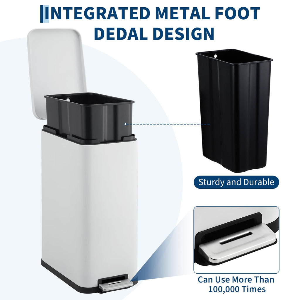 13 Gallon Stainless Steel Slim Trash Can with Soft-Close Lid E81083