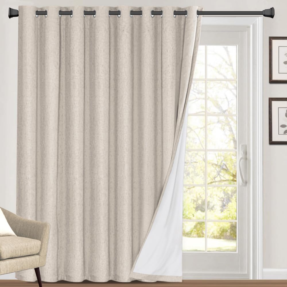 Blackout Curtains 84 Inches Long Faux Linen Thermal Insulated W100 X L84 Inch K3731