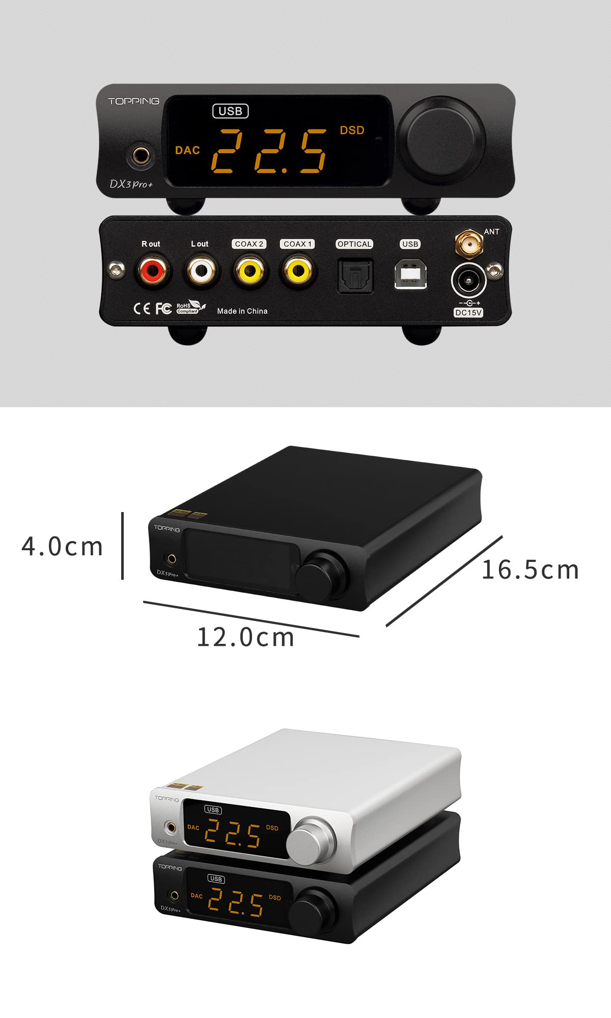 Black Headphone Amplifier DAC AMP with Remote Control P604438