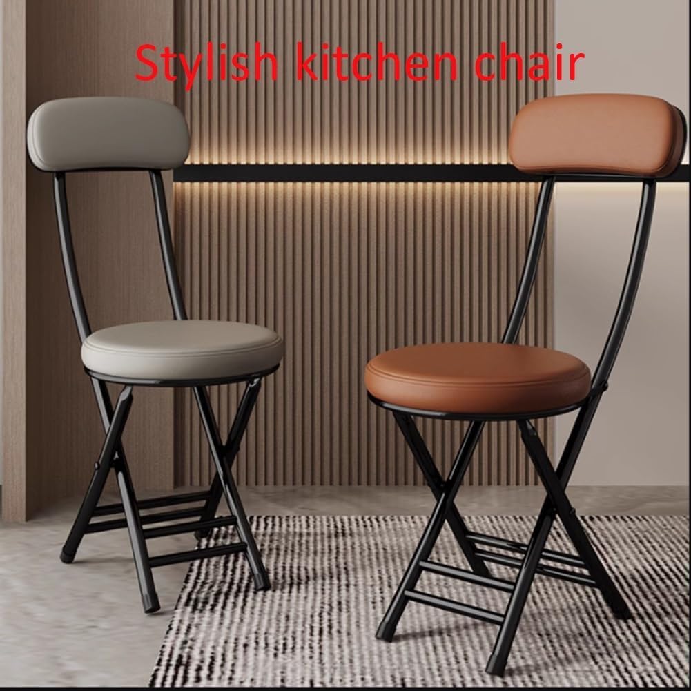 Black 18 Inch Cushioned Folding Kitchen Stool Z663577