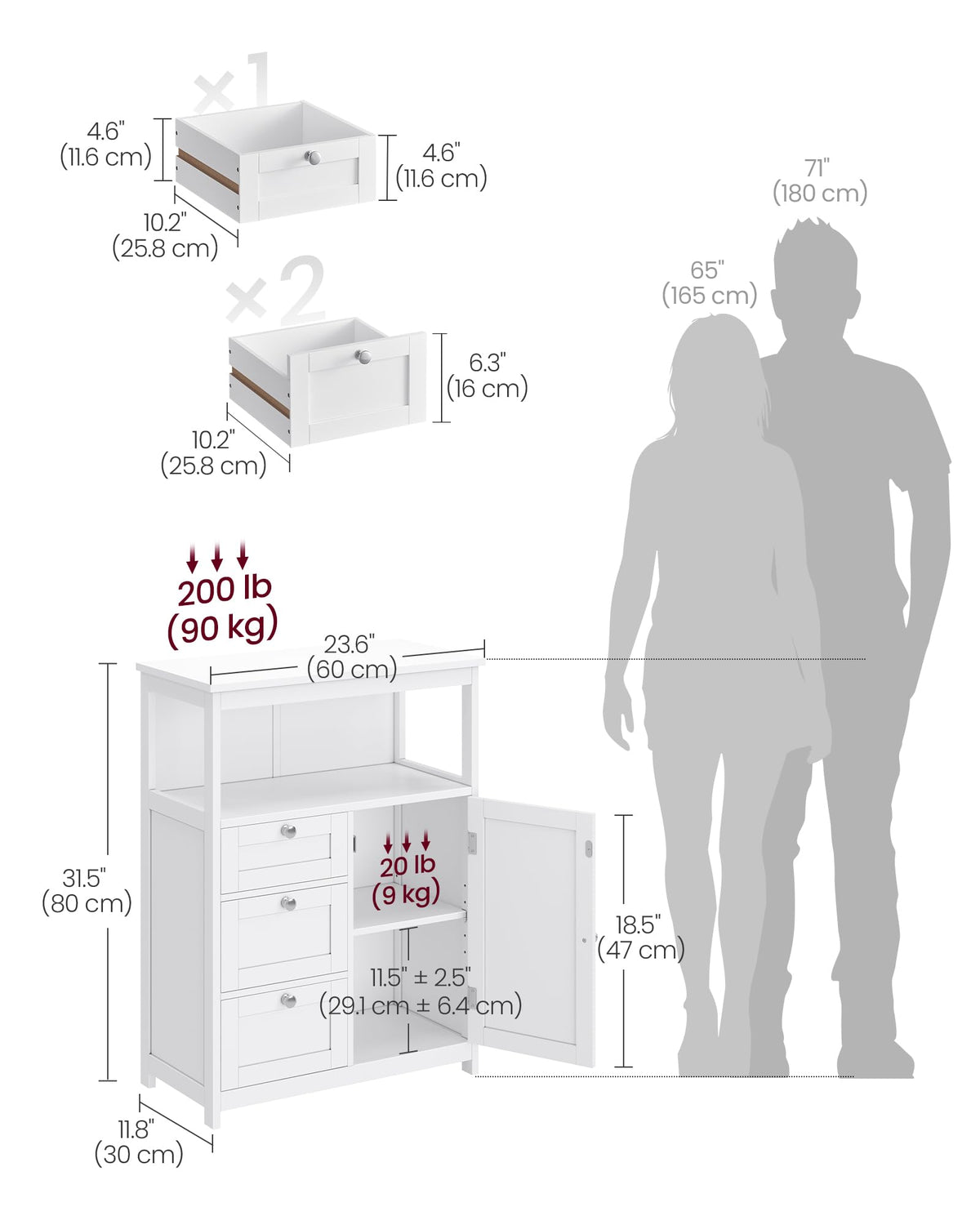 Bathroom Storage Cabinet with 3 Drawers Q733
