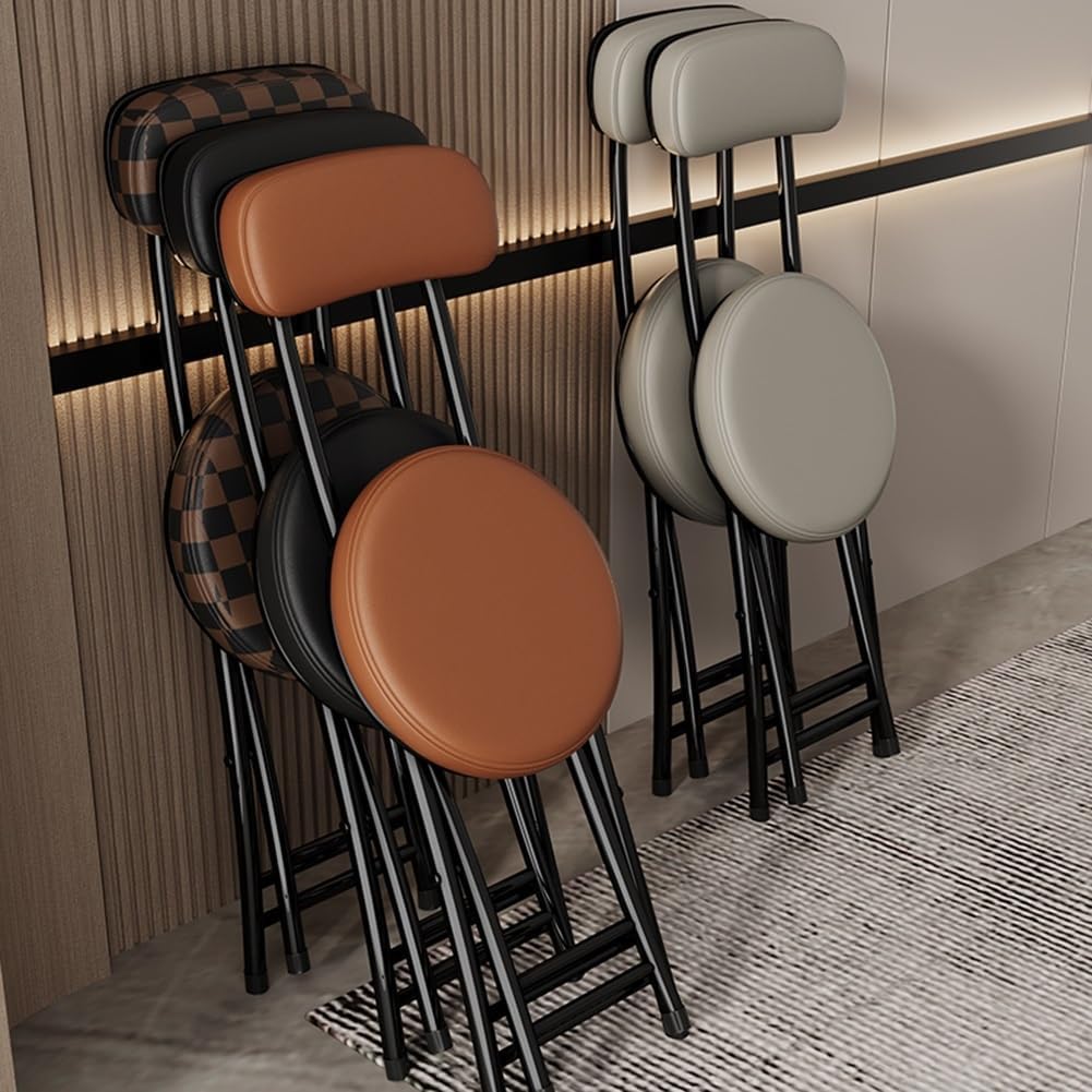 Black 18 Inch Cushioned Folding Kitchen Stool Z663577