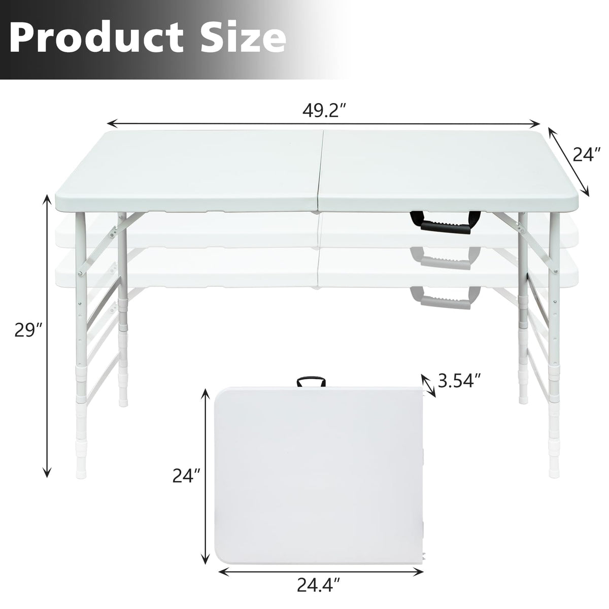 4Ft Portable Folding Table White G960