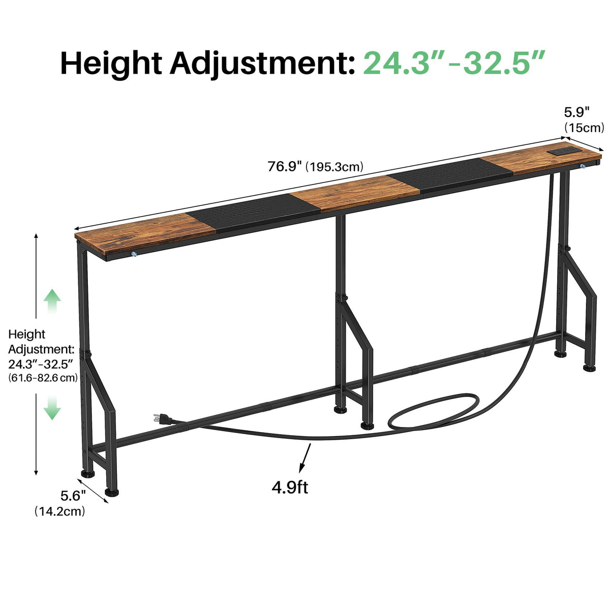 Narrow Console Table with Power Outlet H885619