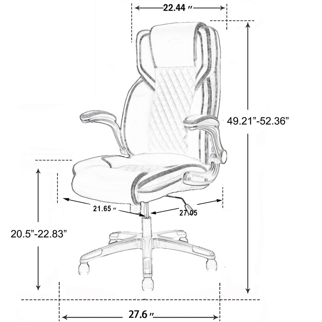 Brown Leather Executive Office Chair with Flip up Arms D8390