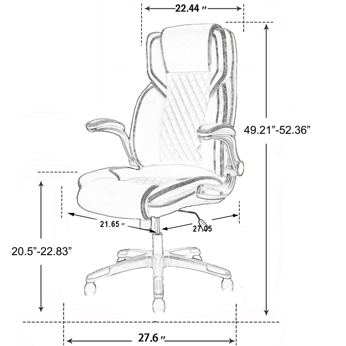Brown Leather Executive Office Chair with Flip up Arms D8390