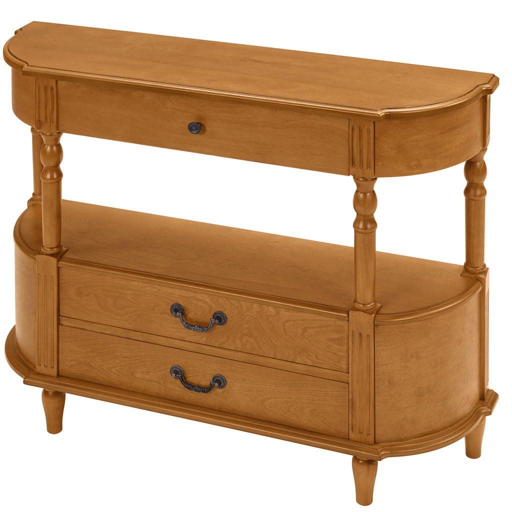 Solid Wood Console Table with 3 Drawers D573407