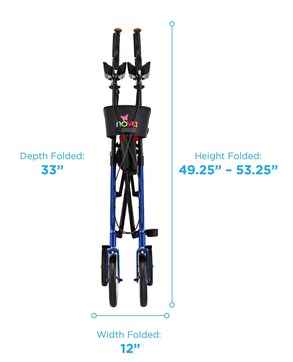 Blue Upright Rollator Walker with 10 Inch Front Wheels F7626