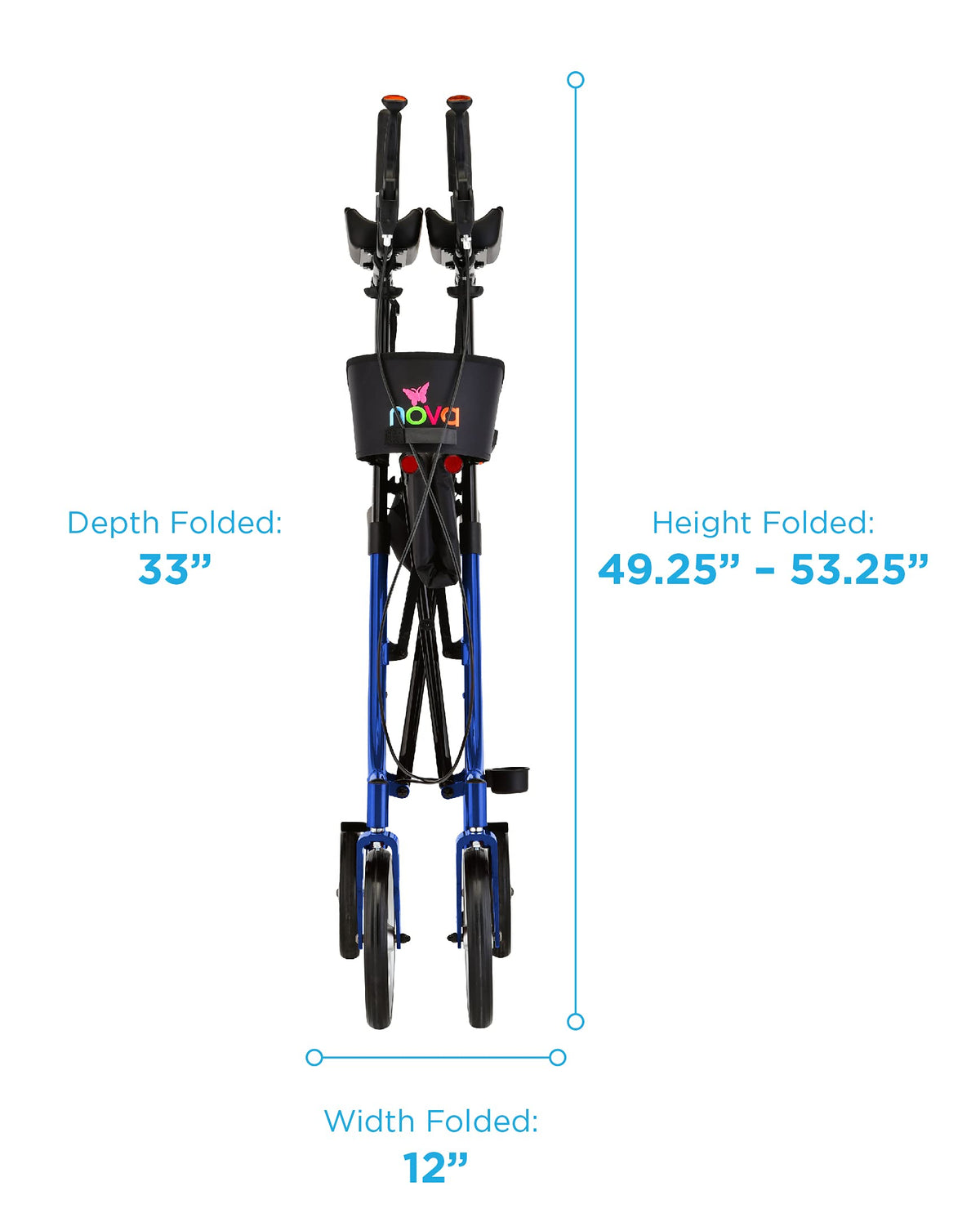 Blue Upright Rollator Walker with 10 Inch Front Wheels F7626