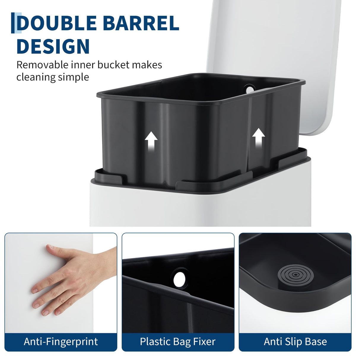 13 Gallon Stainless Steel Slim Trash Can with Soft-Close Lid E81083