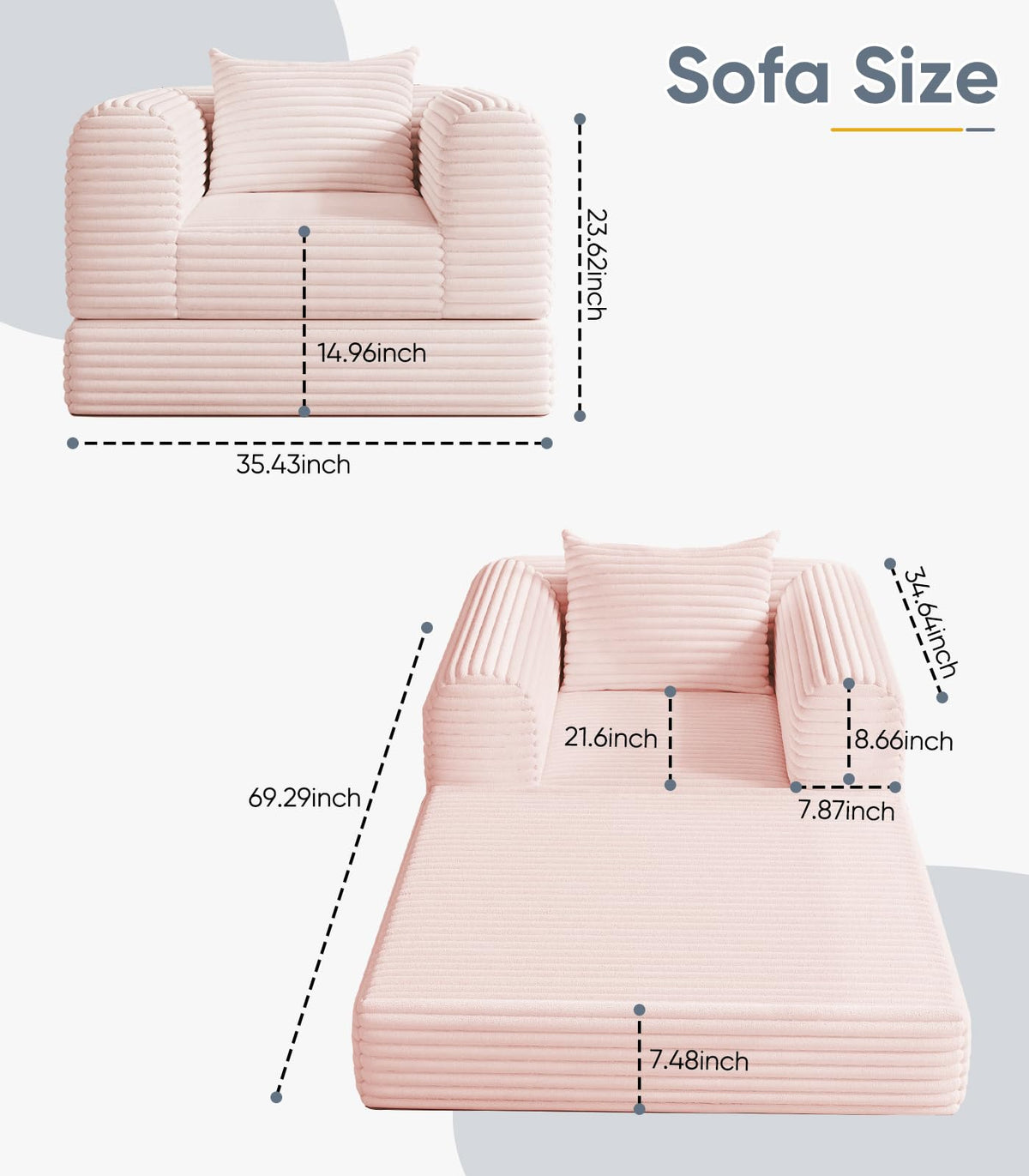 2 in 1 Convertible Sleeper Chair Folding Sofa Bed U457