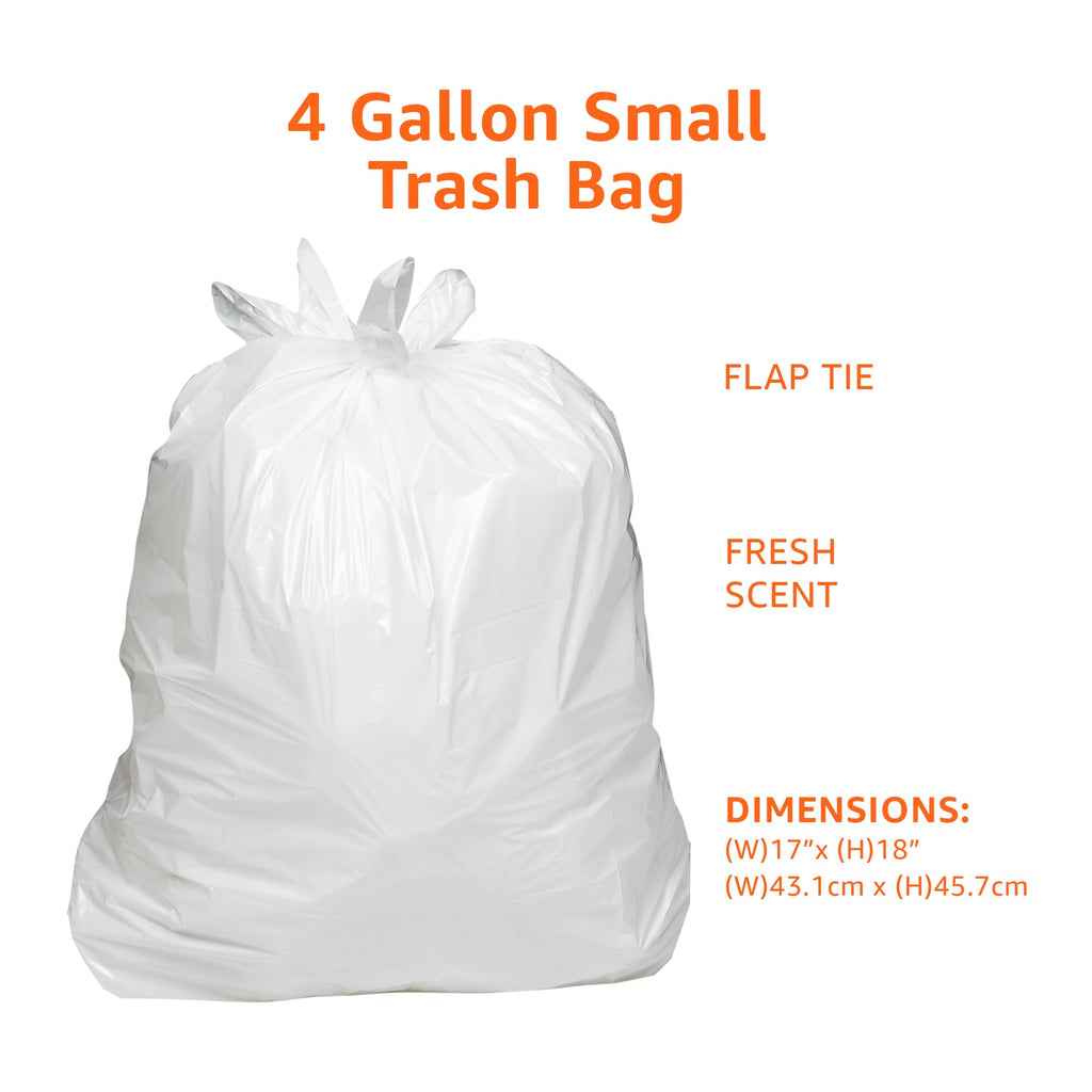 4 Gallon Trash Bags with Flap Ties, Fresh Scent, 80 Count A3028