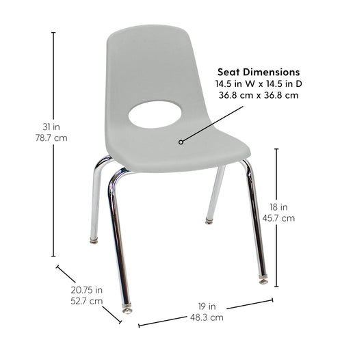 18" Light Gray School Stack Chair K7389