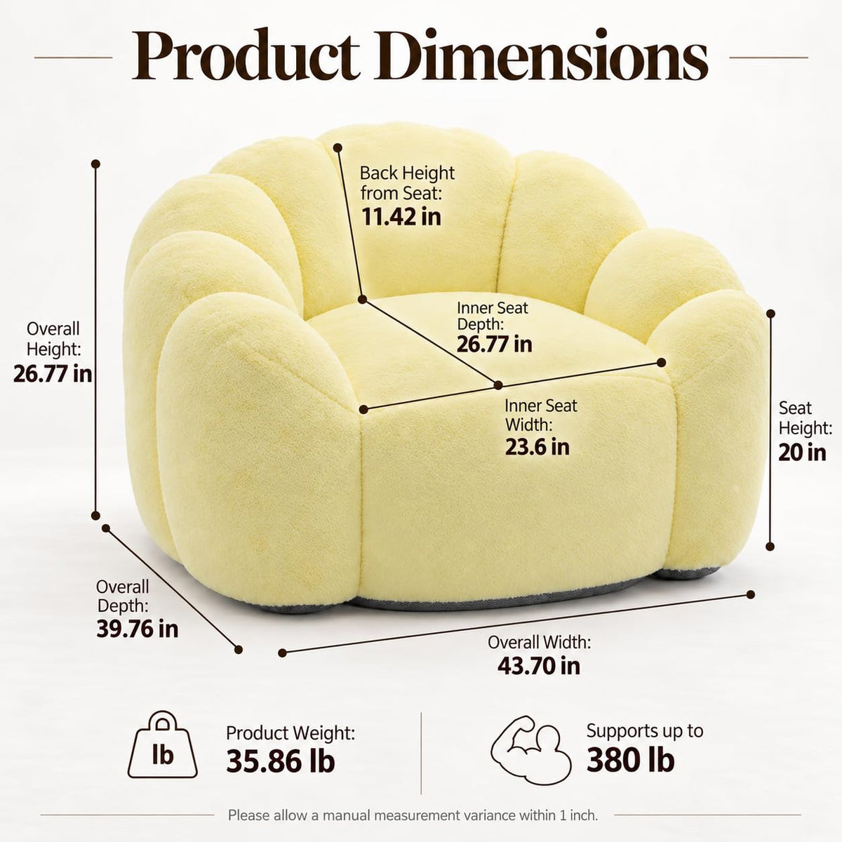 Yellow Memory Foam Bean Bag Chair R29970