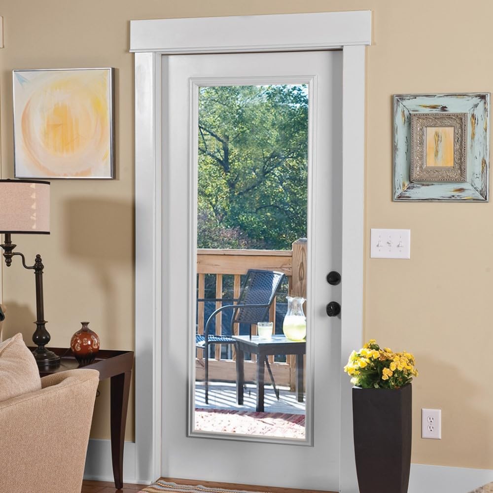 Primed Left Hand Outswing Prehung Door Full Lite Clear Glass 30"x80" Steel Y284160