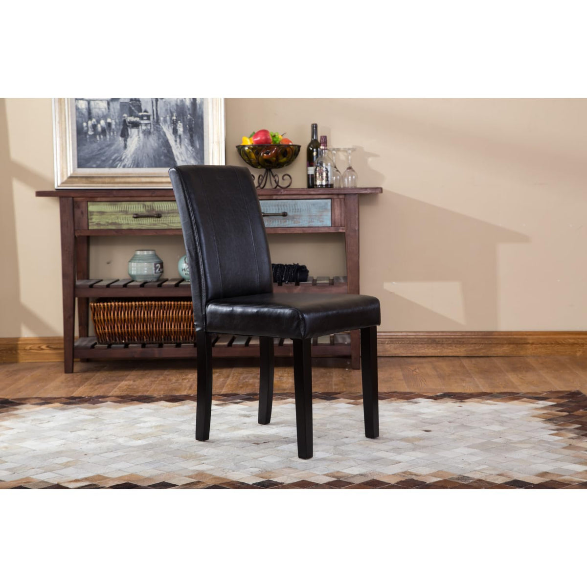 Black Faux Leather Parson Chair Set of 2 L36452