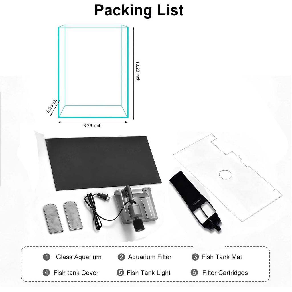2 Gallon Betta Fish Tank with Filter and Light G941351