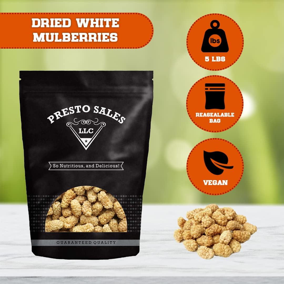 Sun Dried White Mulberries 5 lbs. Resealable Pouch K320511