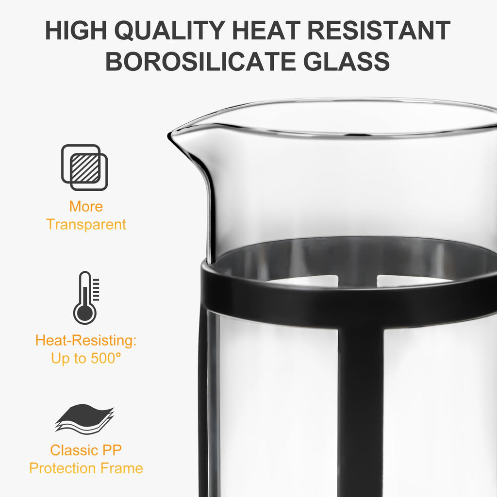 12OZ Glass Stainless Steel French Press Coffee Maker M474