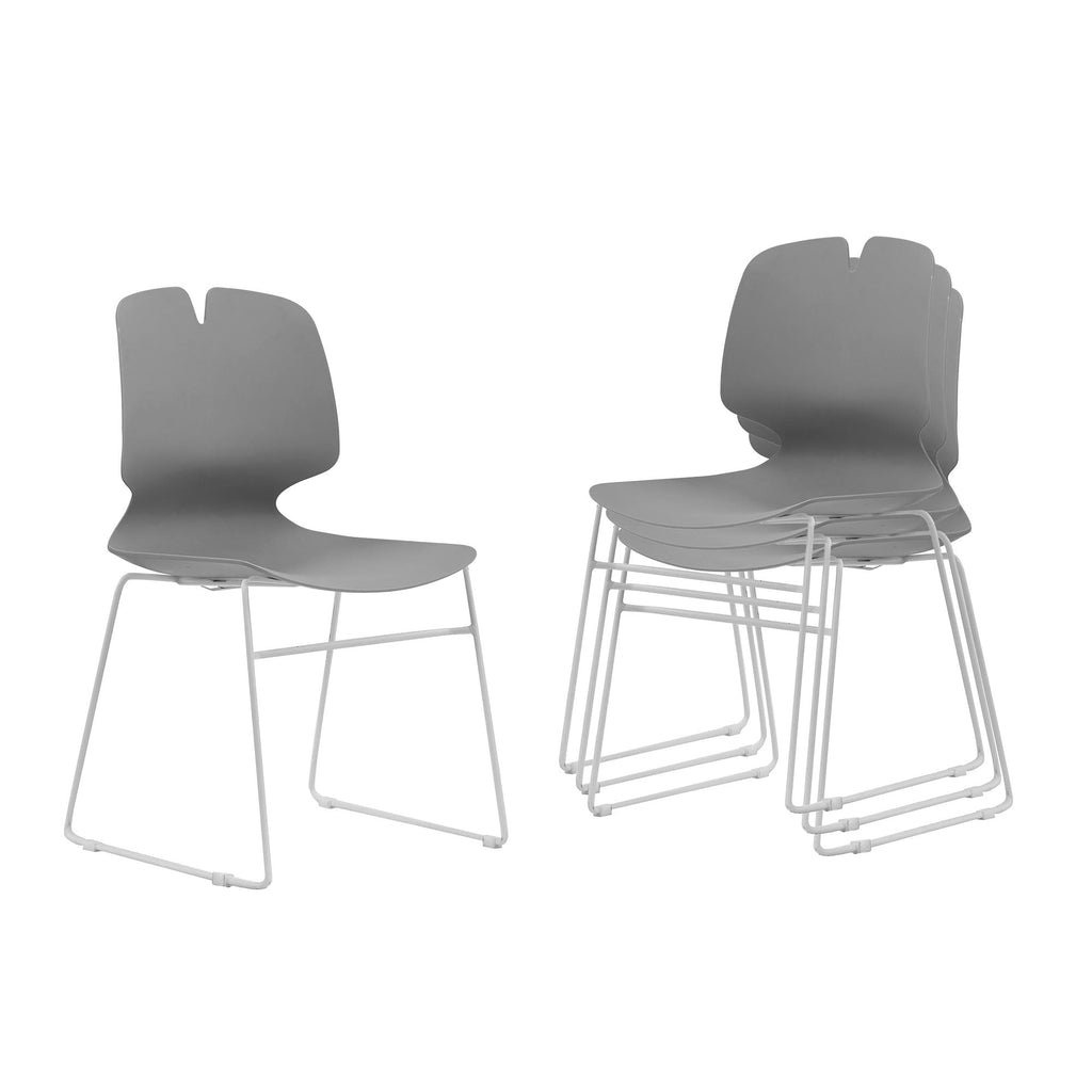 Grey Polypropylene Steel Office Chair Set of 4 F7926