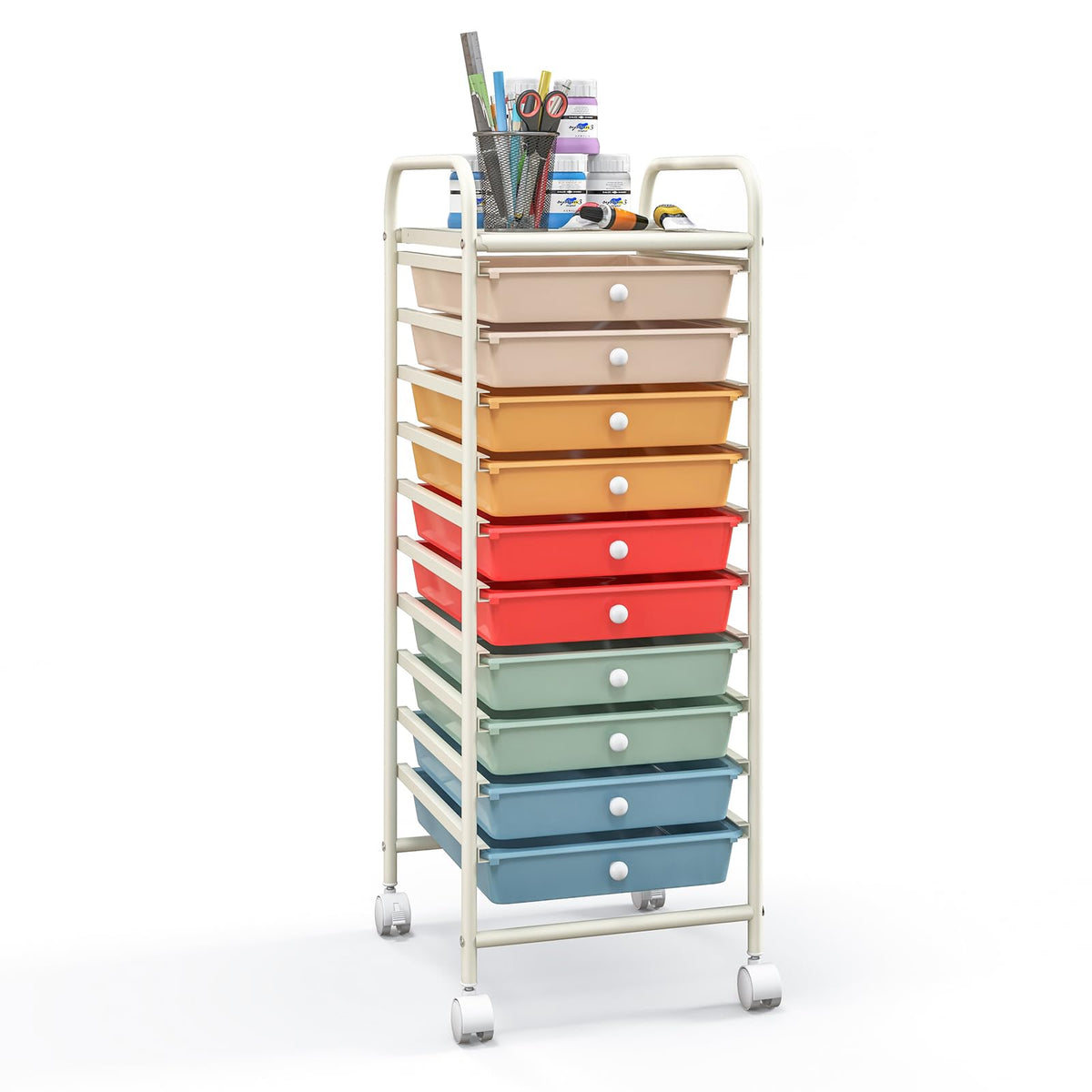 10 Drawers Rolling Storage Cart with Wheels G147675