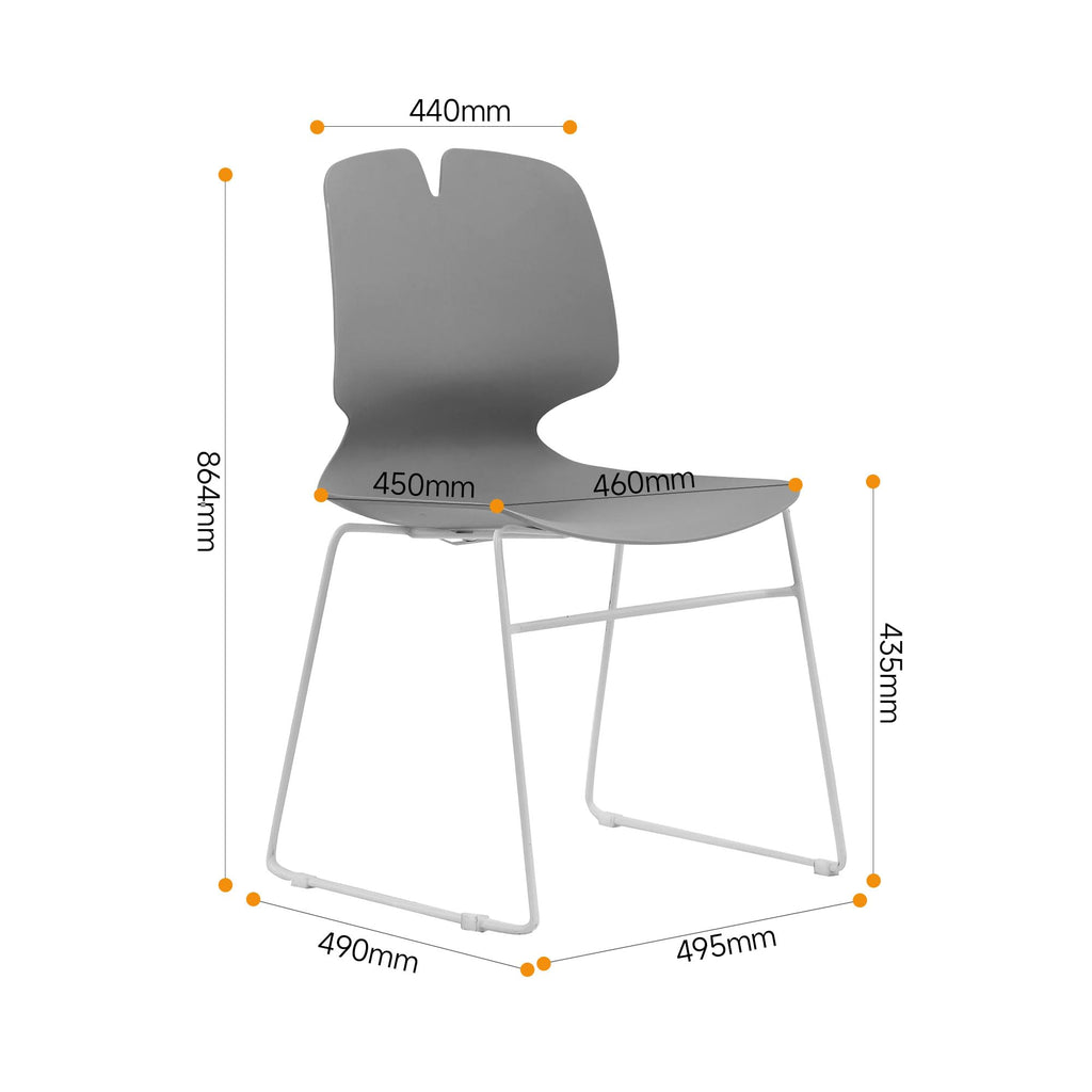 Grey Polypropylene Steel Office Chair Set of 4 F7926