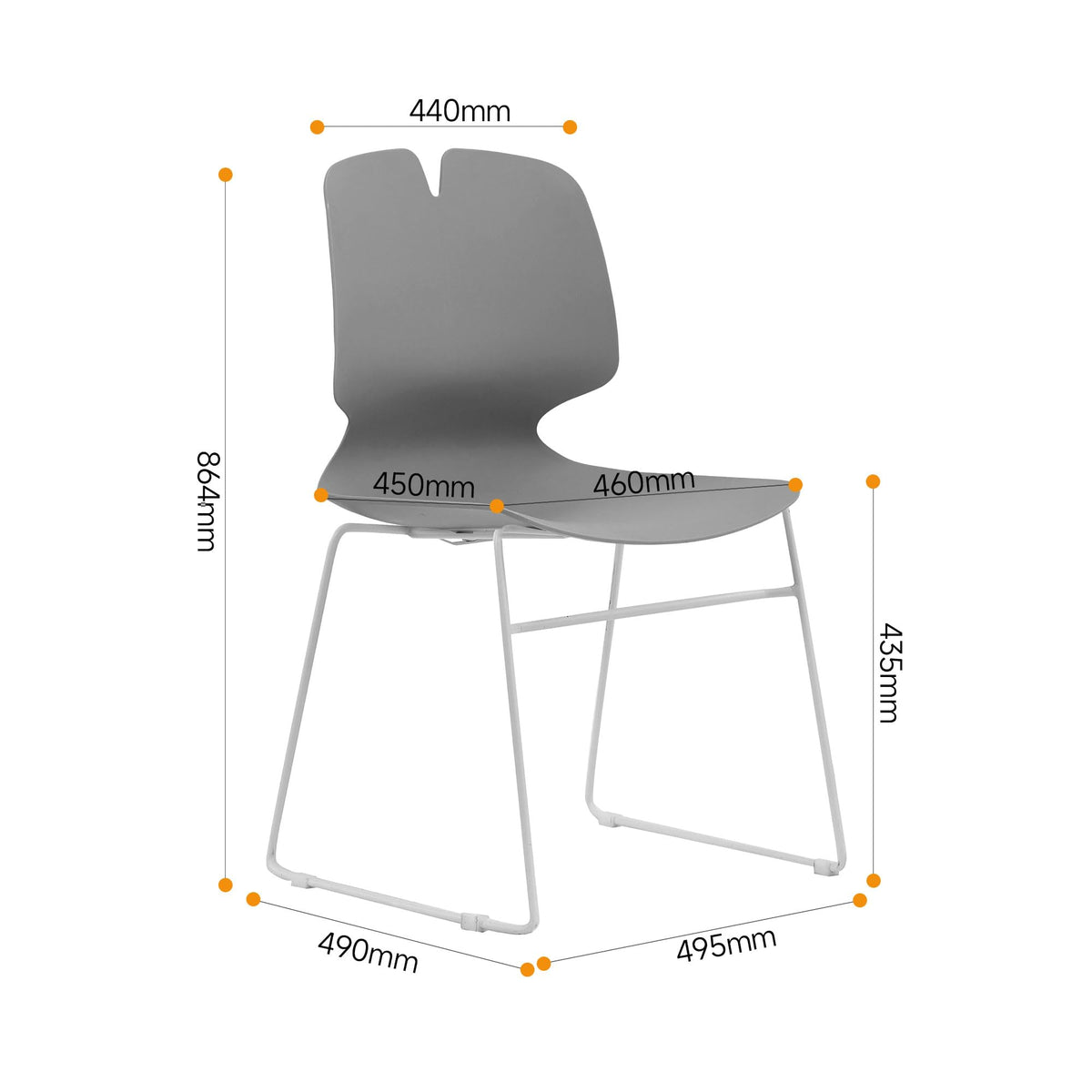 Grey Polypropylene Steel Office Chair Set of 4 F7926
