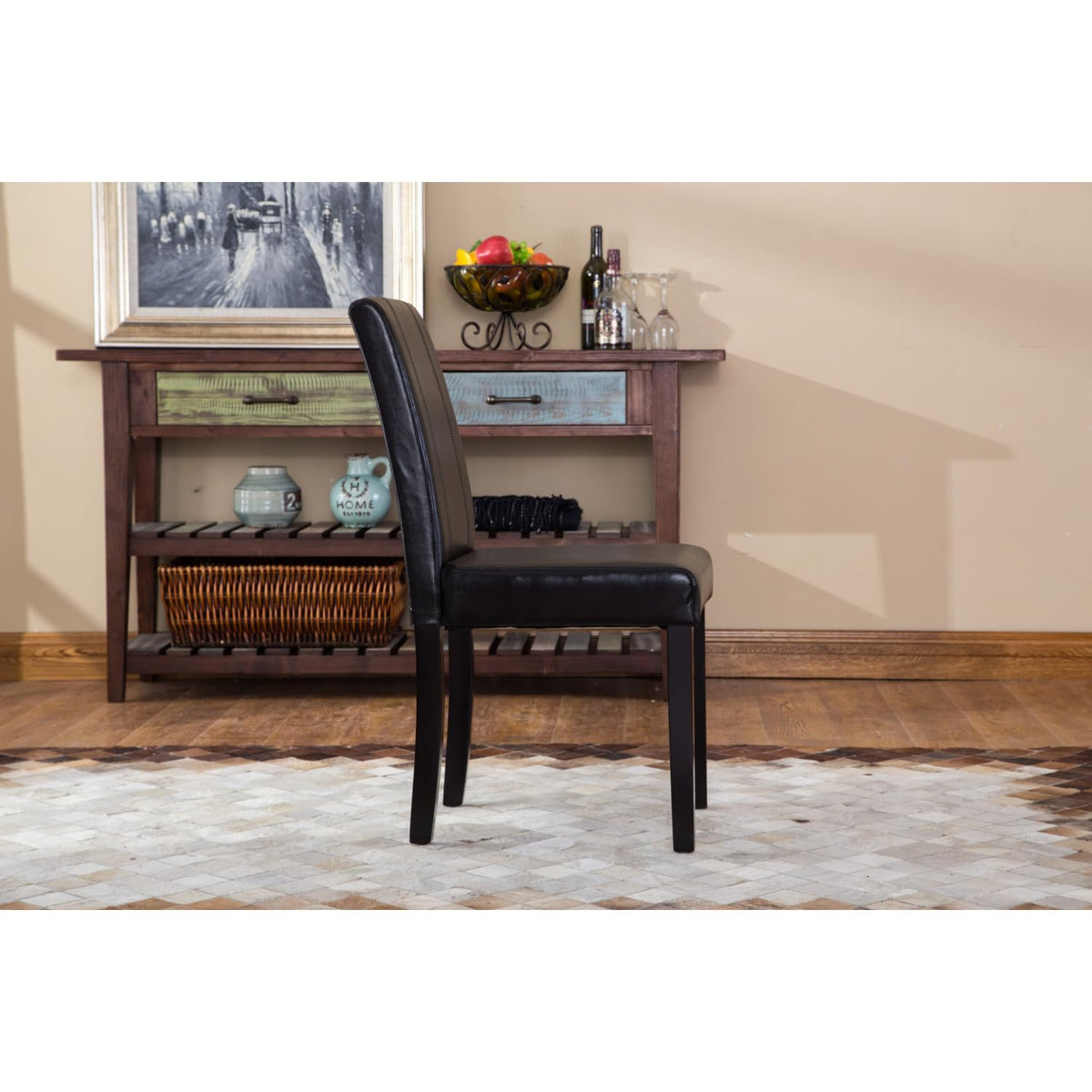 Black Faux Leather Parson Chair Set of 2 L36452