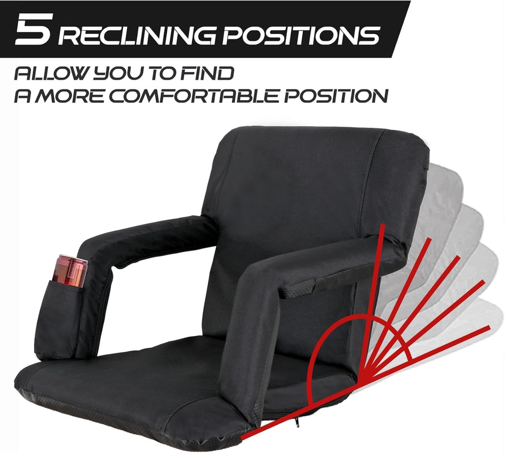 21" 25" Wide Padded Stadium Seat Chair with Back Support and Arms U64948