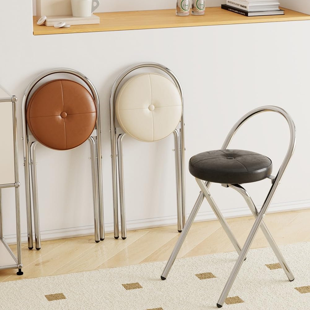 Folding Cushioned Stool with Backrest K7557