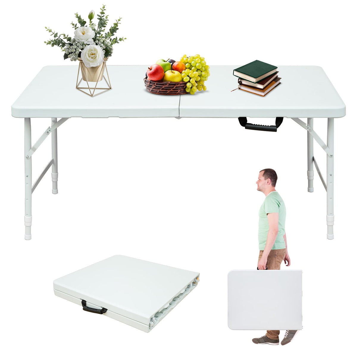 4Ft Portable Folding Table White G960