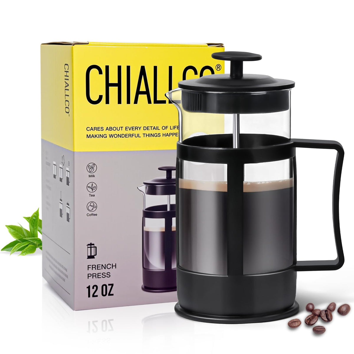 12OZ Glass Stainless Steel French Press Coffee Maker M474
