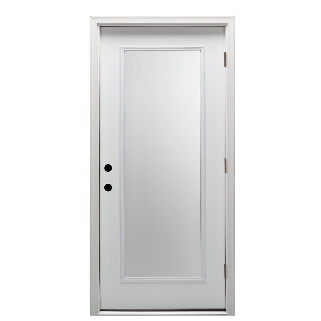 Primed Left Hand Outswing Prehung Door Full Lite Clear Glass 30"x80" Steel Y284160