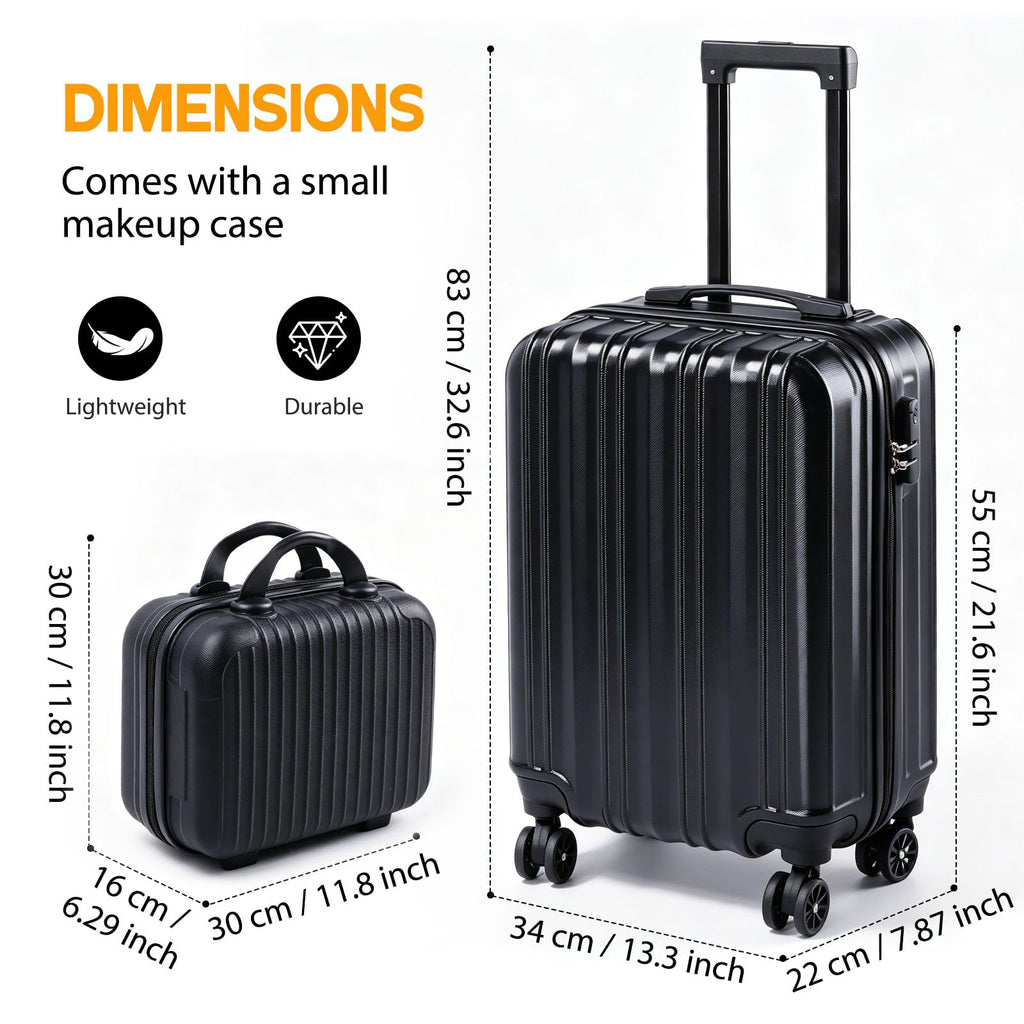 20 Inch Hardside Spinner Suitcase with Makeup Case and Coded Lock T938350