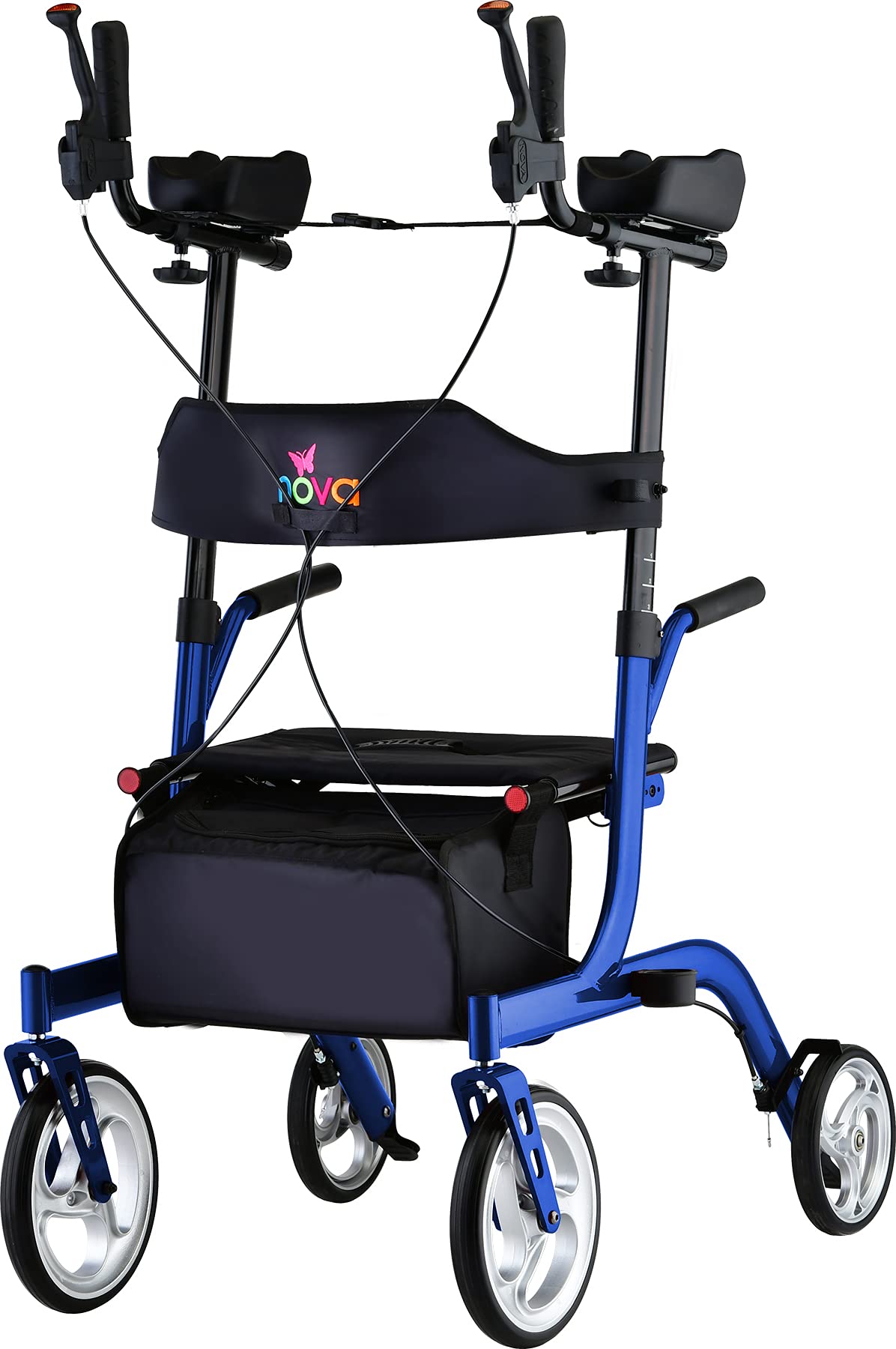 Blue Upright Rollator Walker with 10 Inch Front Wheels F7626