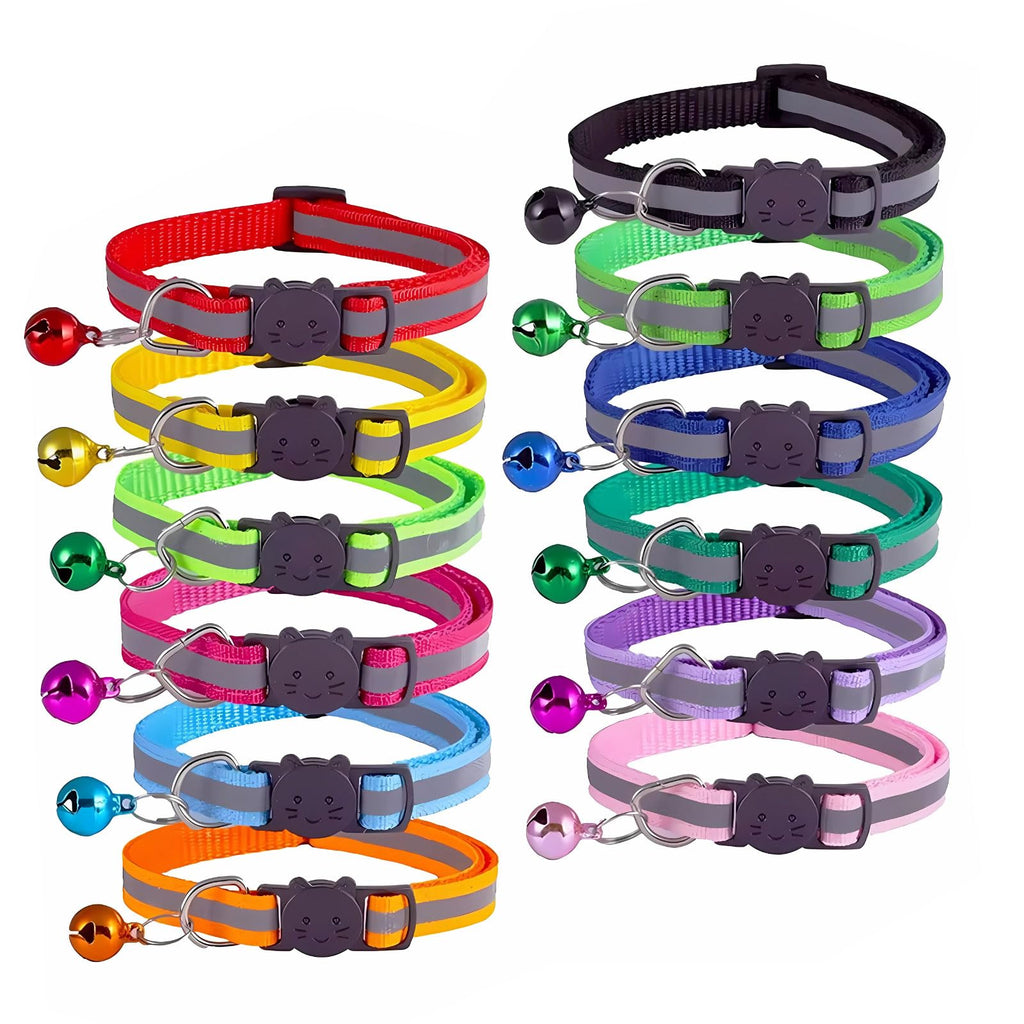 Reflective Breakaway Cat Collar with Bell 12-Pack O514