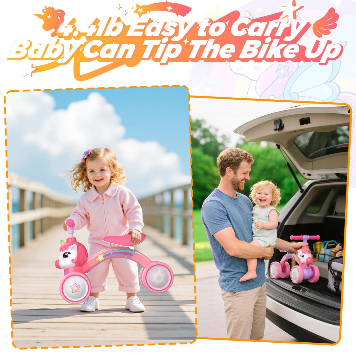 Baby Balance Bike Ride On Toy with Light Up Wheel H479108