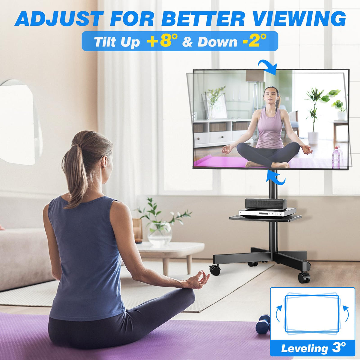Rolling TV Stand with Shelf for 23-65 inch TVs O31413