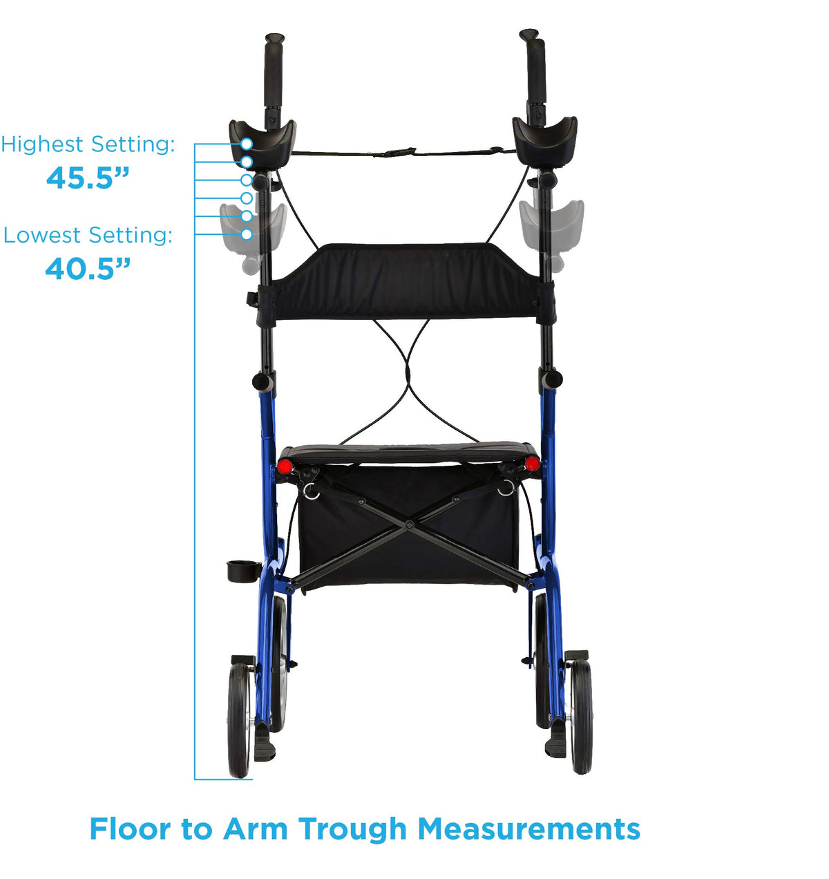 Blue Upright Rollator Walker with 10 Inch Front Wheels F7626