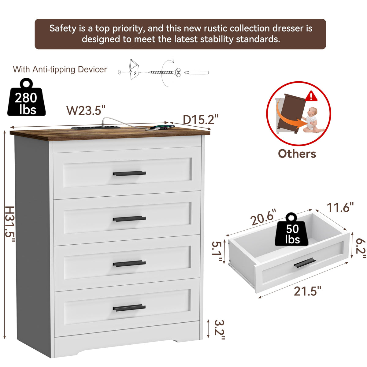 White 4 Drawer Dresser Z148881