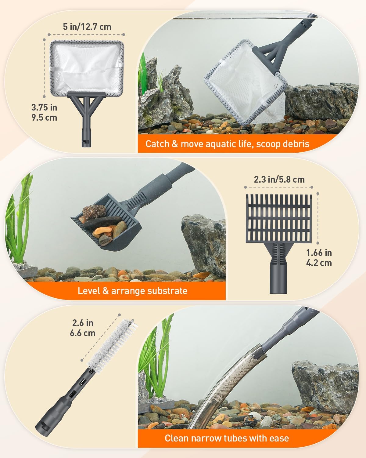 7 in 1 Aquarium Cleaning Kit with Adjustable Long Handle J4458