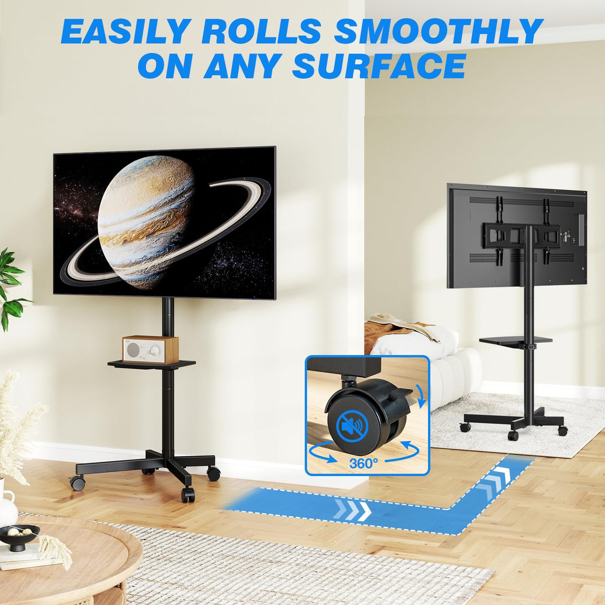 Rolling TV Stand with Shelf for 23-65 inch TVs O31413