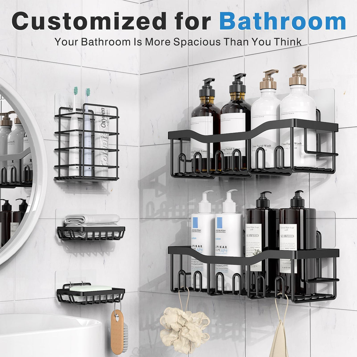 5 Pack Rustproof Stainless Steel Shower Caddy B32693