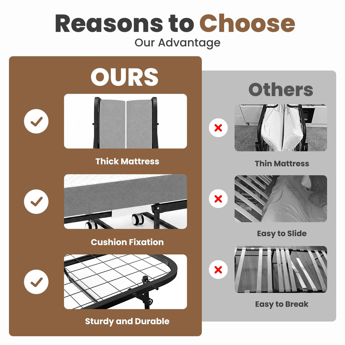 Folding Bed with Mattress, Twin Memory Foam A7877